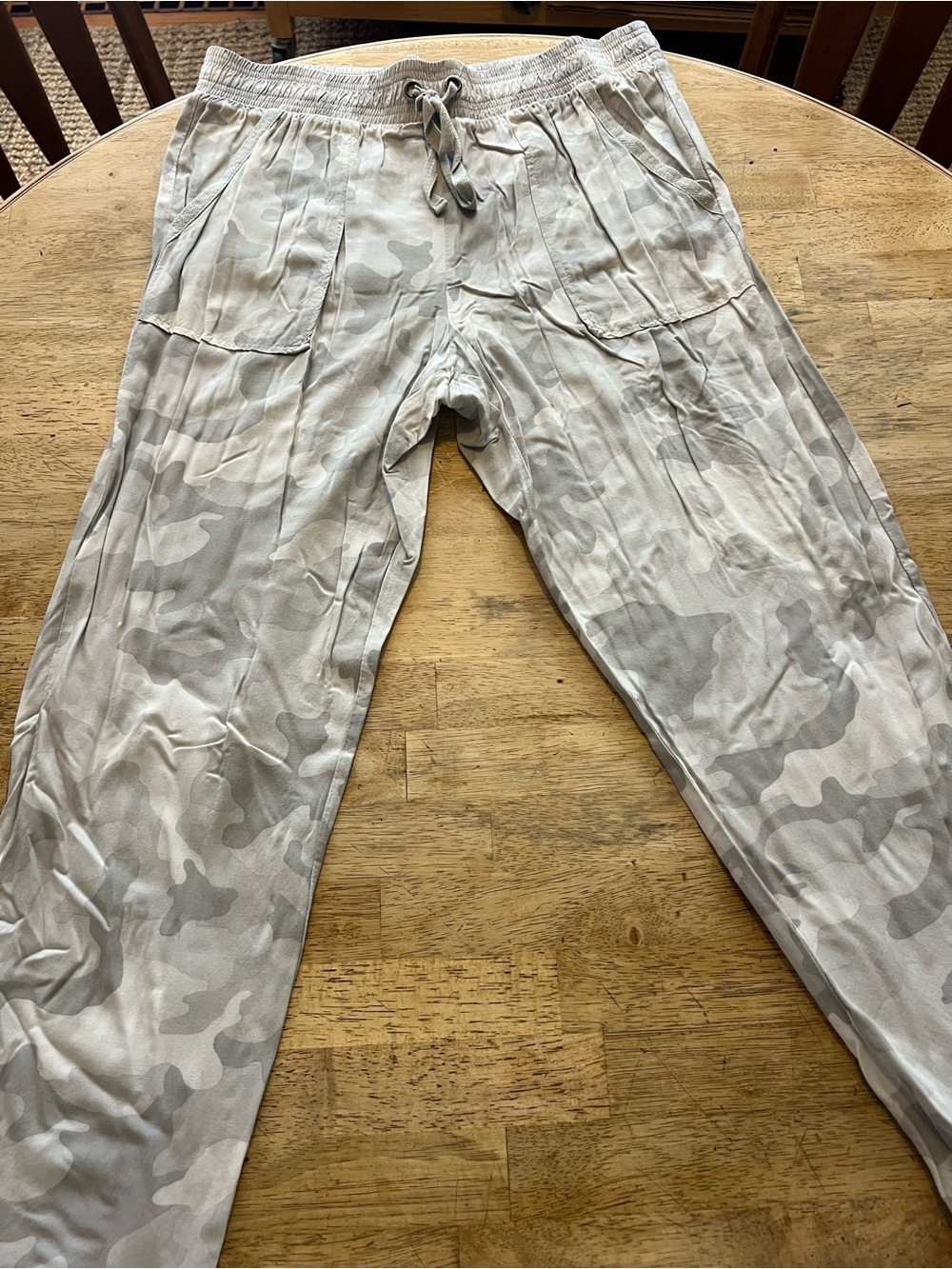 Hippie Rose Light Gray Camo Drawstring Pants Lightweight